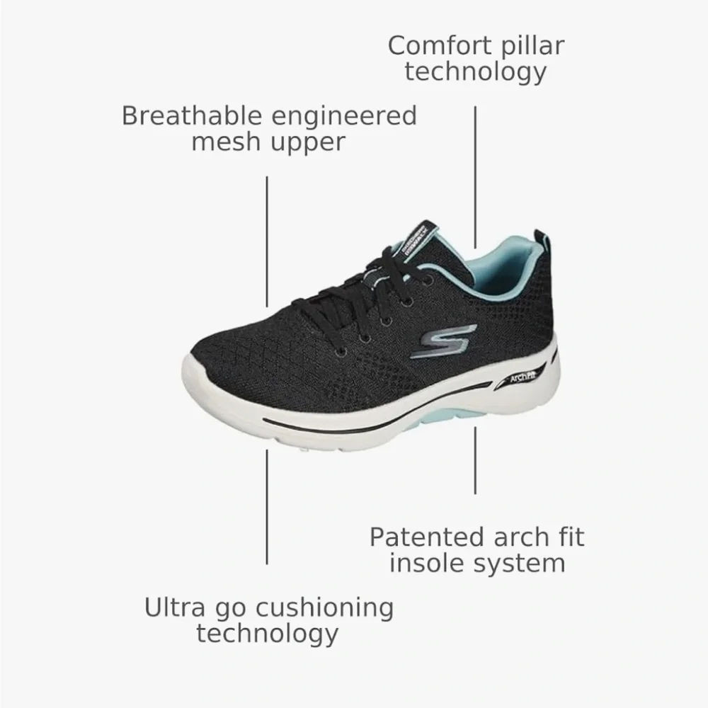Skechers Women's Black and Aqua Sneakers - Picture 2 of 6